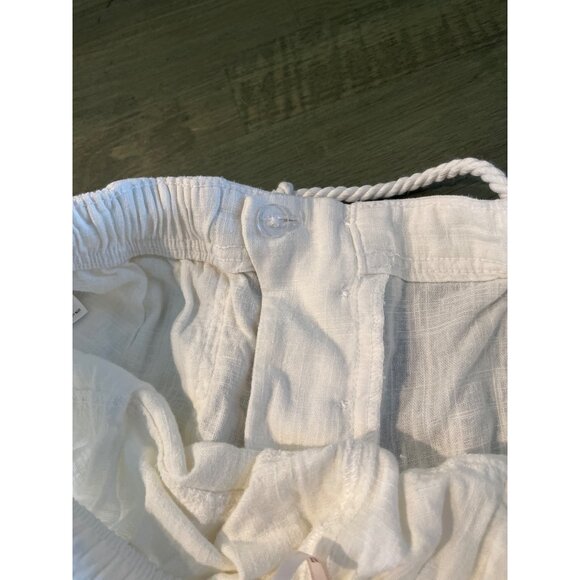 Free People White Linen Shorts W/ Rope Tie & Wooden Buttons - Size S - Picture 5 of 7